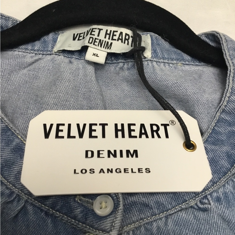 Velvet Heart Denim Shirt in Soft Blue - Picture 8 of 11